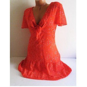 Willow & Clay Chiffon Dress Size M Flutter Sleeve Ruffled skirt